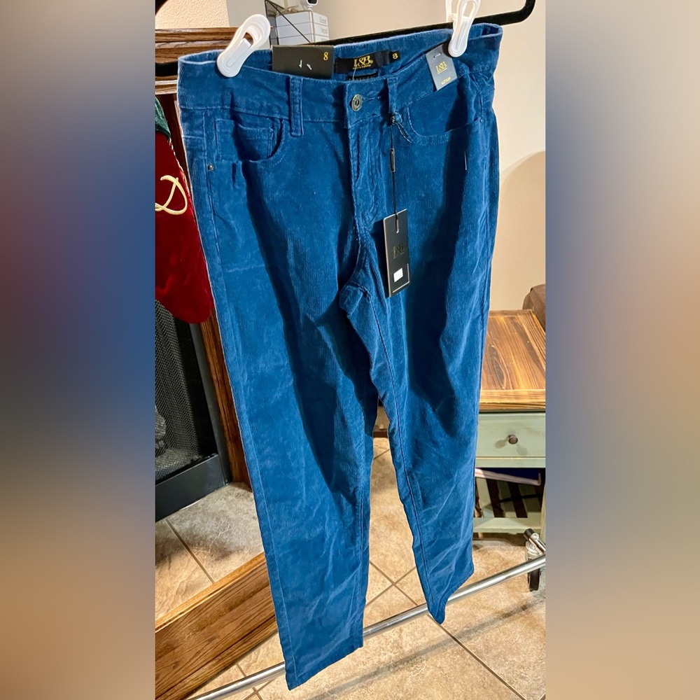 NWT L&B Boyfriend Mid Rise Teal corduroy pants (size 8)